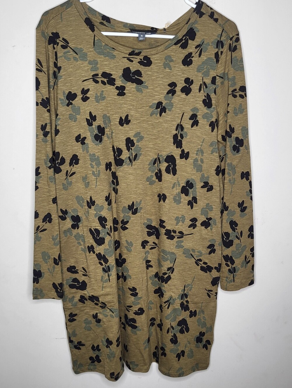 Toad & Co Windmere II Long Sleeve Dress Green Floral Slub Knit M NWT New